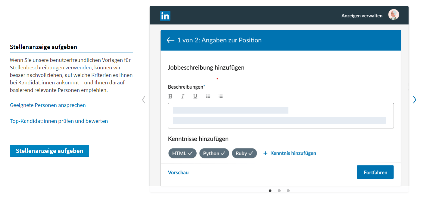 Screenshot von der Option