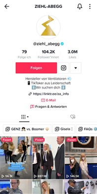 Screenshot des TikTok-Accounts der Firma Ziehl-Abegg