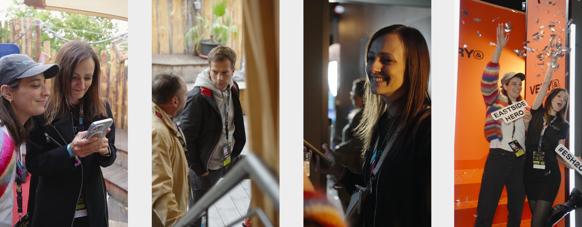 Bildzusammenstellung mit Eindrücken vom Event: Social Media Content shooten, Gespräche, Netzwerken, Lachen, Spaß haben